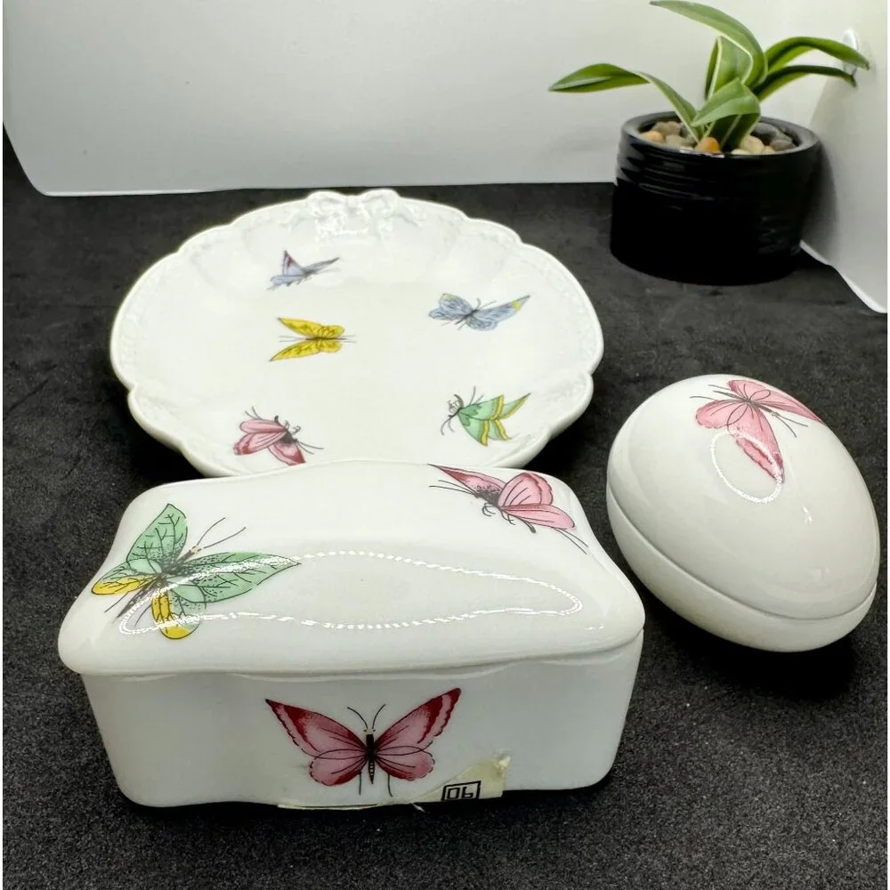 Limoges France Porcelain Vanity 3 Piece Set